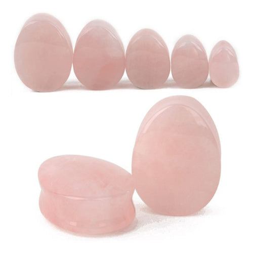 Rose Quartz Teardrop Plugs