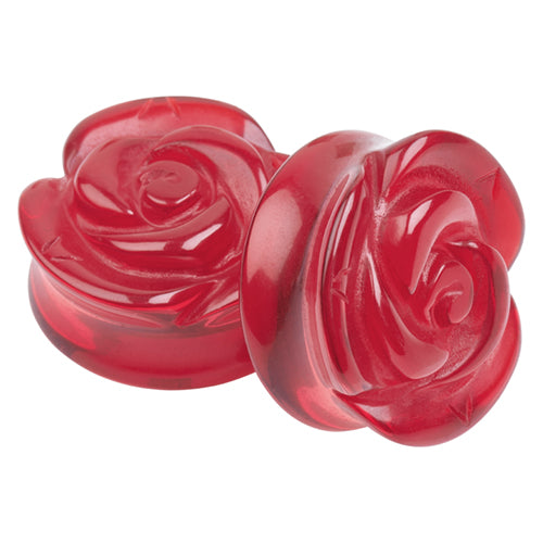 Ruby Glass Rose Plugs