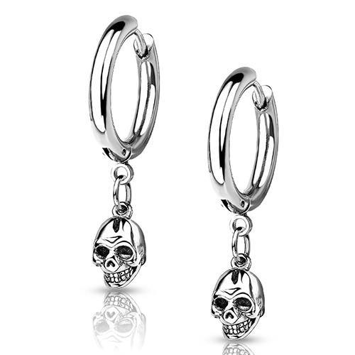 Stainless Hinged Hoop Skull Dangles