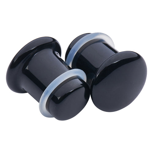 Black Glass Single Flare Plugs