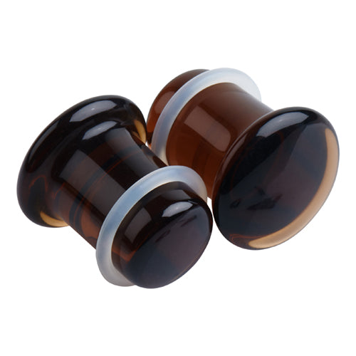 Brown Glass Single Flare Plugs