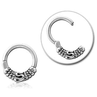 Stainless Bali Rope Hinged Ring