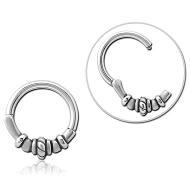 Bead & Rope Stainless Hinged Ring