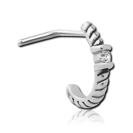 CZ Braided Stainless L-Bend Nose Hoop