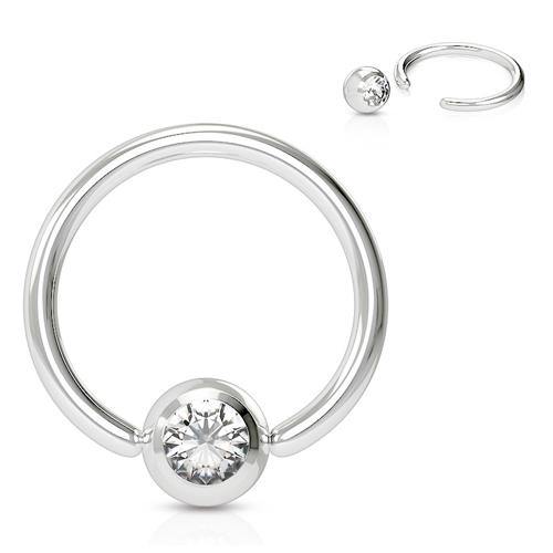 18g Stainless Captive CZ Bead Ring
