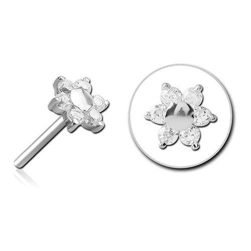 CZ Flower Stainless Threadless End