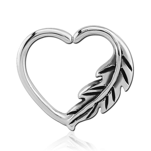 Feather Heart Stainless Continuous Ring
