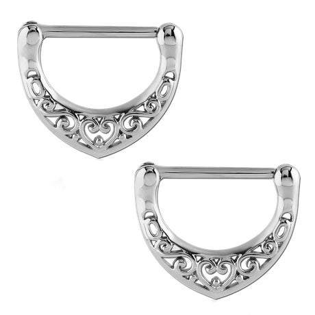 Filigree Heart Stainless Nipple Clickers