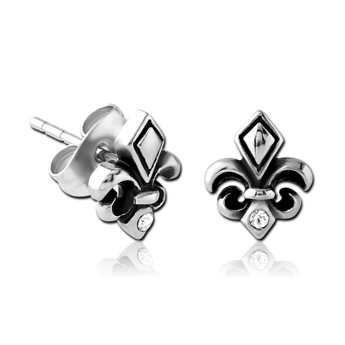 Fleur-de-lis Stainless Stud Earrings