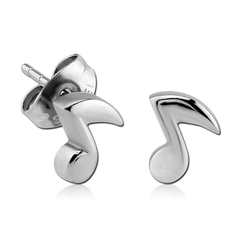 Eighth Note Stainless Stud Earrings