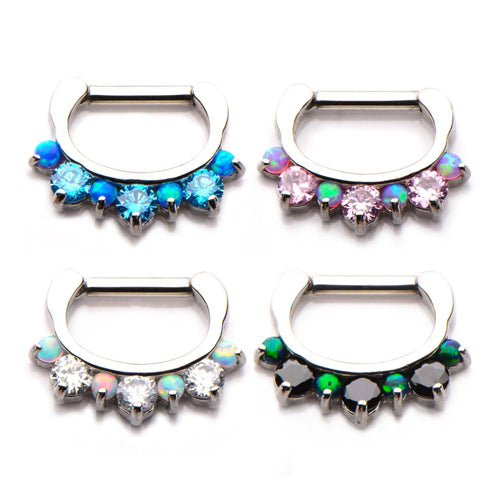 Mixed Opal & CZ Crown Septum Clicker