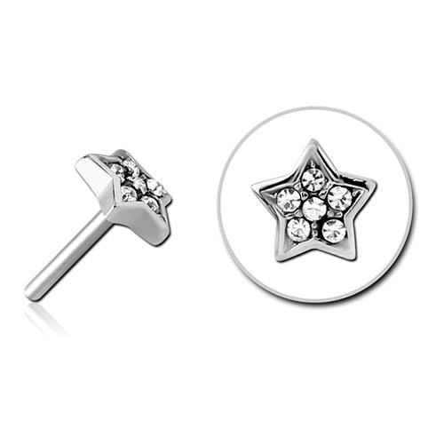 Paved CZ Star Stainless Threadless End