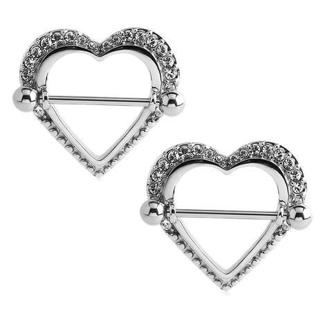Paved Heart Stainless Nipple Shields