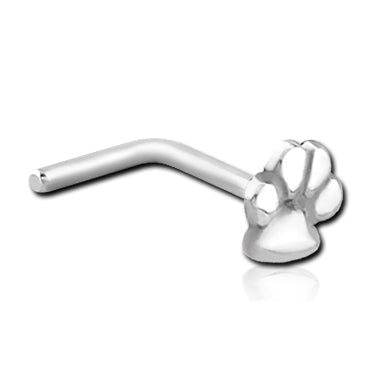 Paw Print Stainless L-Bend Nose Stud