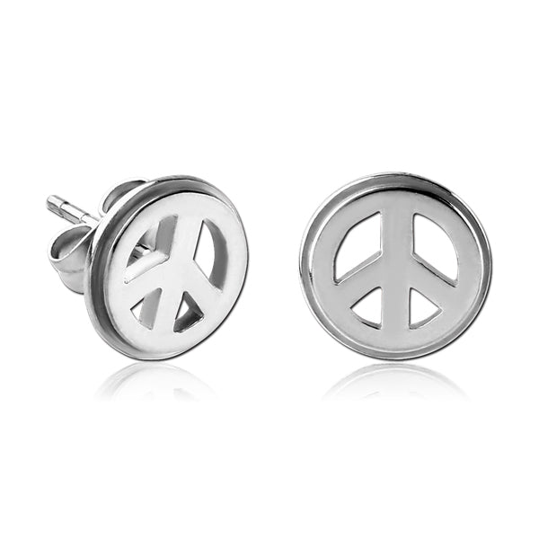 Silver V-Sign Stud Earrings