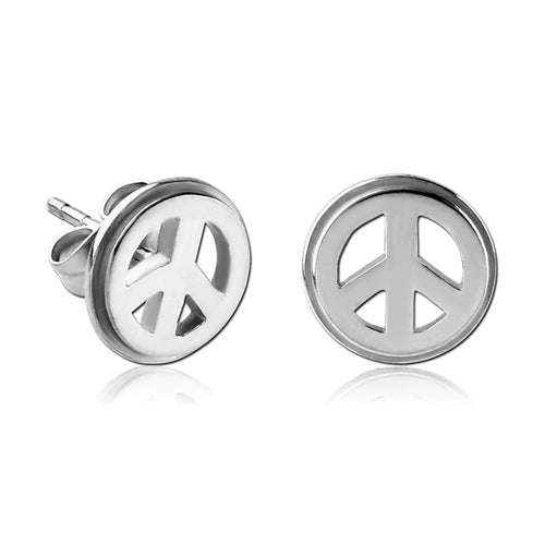 Peace Sign Stainless Stud Earrings