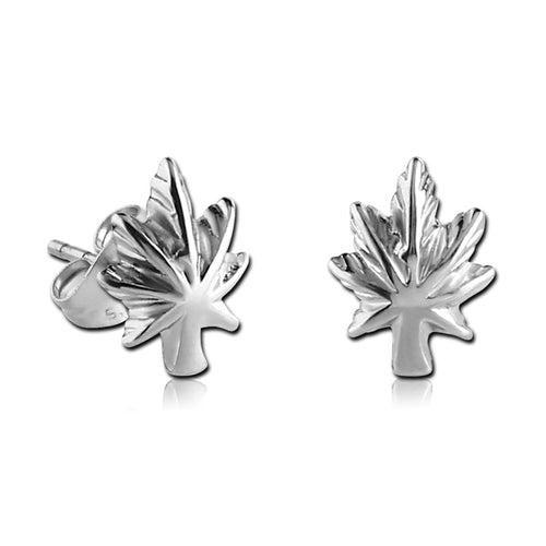 Pot Leaf Stainless Stud Earrings