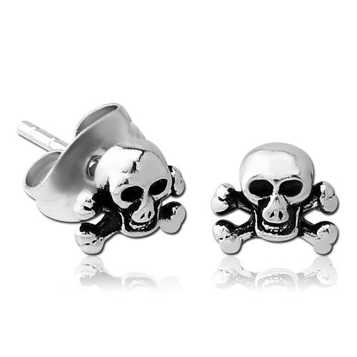 Skull & Crossbones Stainless Stud Earrings