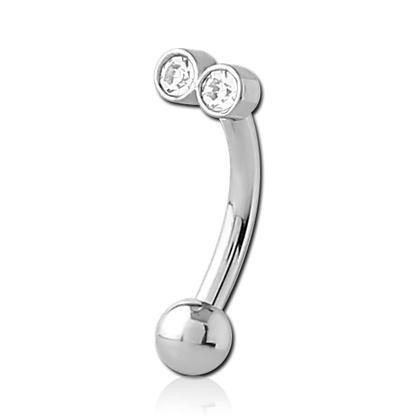Twin CZ Stainless Eyebrow Barbell