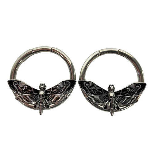 Death's Head Moth Stainless Hoops