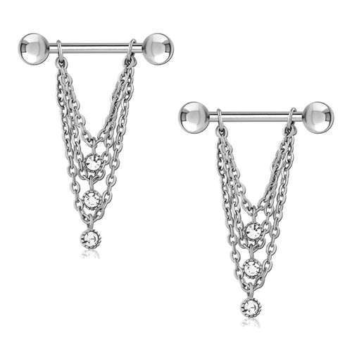 CZ Triple Chain Stainless Nipple Stirrups