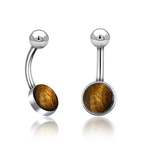 Tigers Eye Stainless Belly Barbell