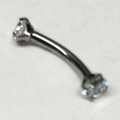 16g Prong CZ Titanium Curved Barbell