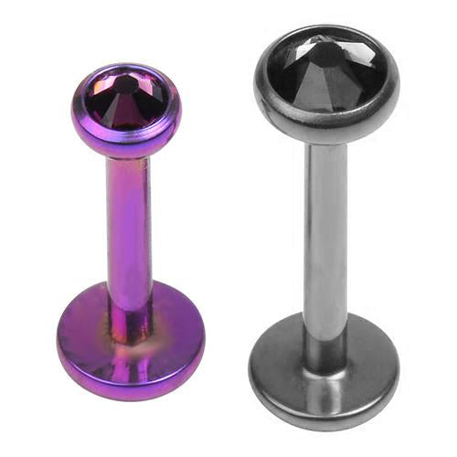 16g Bezel-set 3mm CZ Titanium Labret