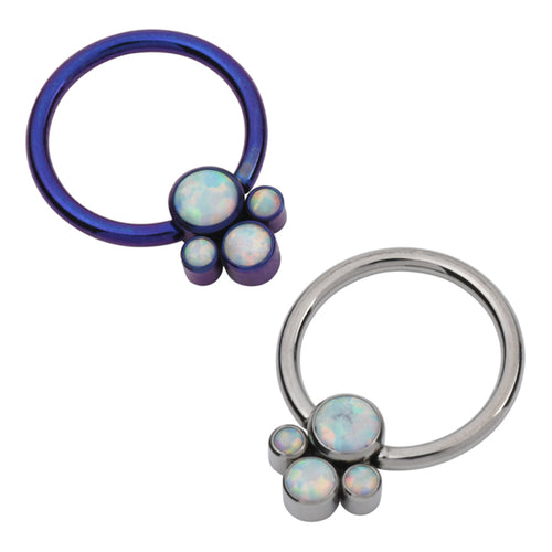 Titanium Captive Opal Cluster Bead Ring
