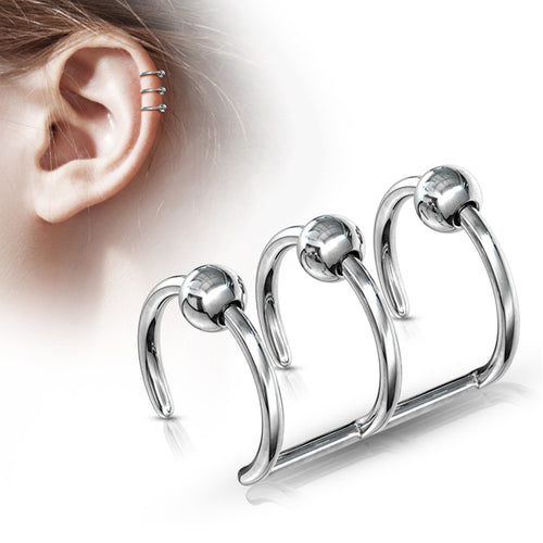 Triple Bead Ring Ear Cuff