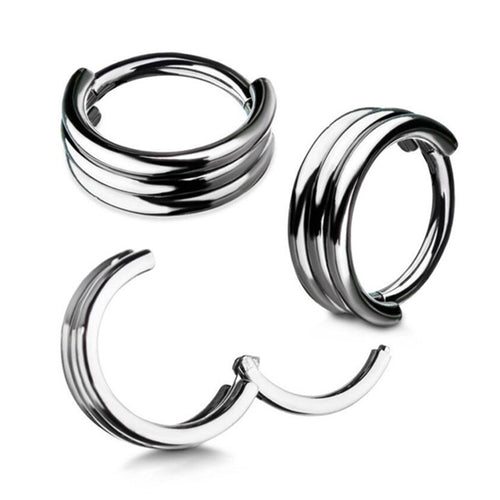 Triple Side-Stacked Titanium Hinged Ring