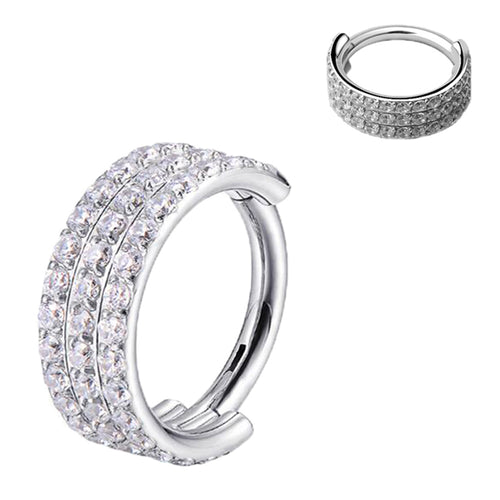 Triple Stack Side CZ Titanium Hinged Ring