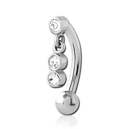 Twin CZ Dangle Stainless Eyebrow Barbell