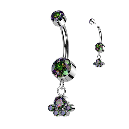 Cluster CZ Titanium Belly Dangle