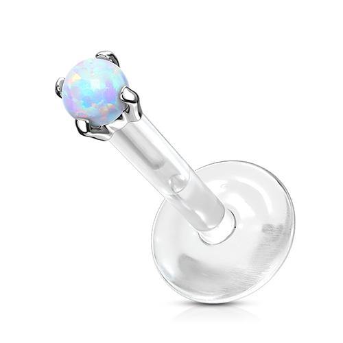 16g White 14k Gold Opal Bioflex Labret