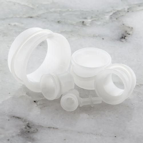 White Borosilicate Single Flare Tunnels