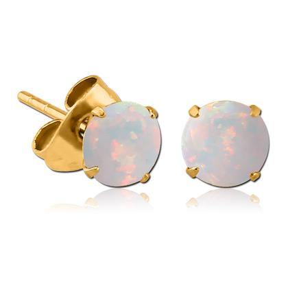 Opal Prong Gold Stud Earrings