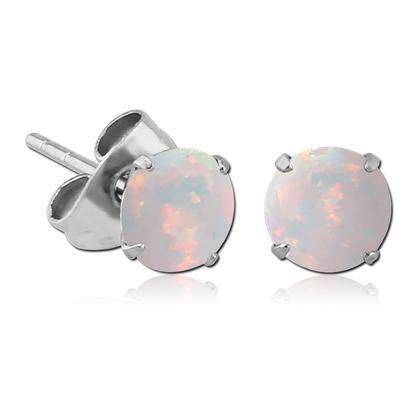 Opal Prong Stainless Stud Earrings
