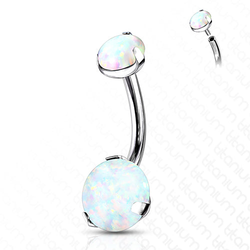 Prong Opal Titanium Belly Barbell