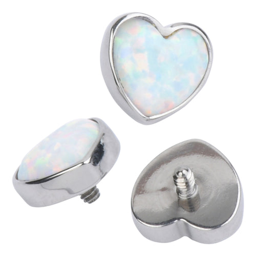 14g Opal Heart Titanium End