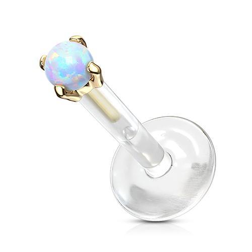 16g Yellow 14k Gold Opal Bioflex Labret