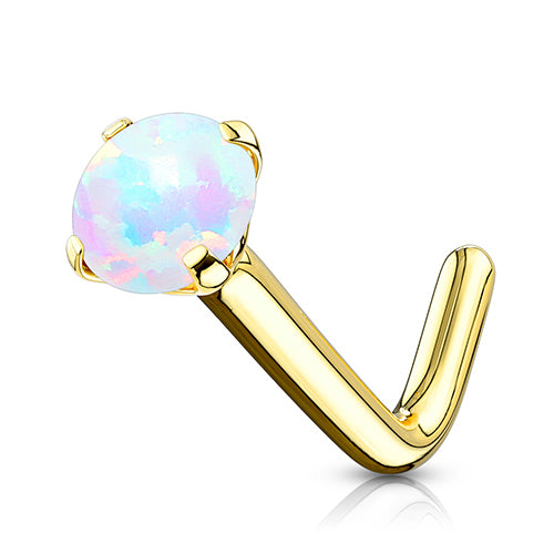 Opal Yellow 14k Gold L-Bend Nose Stud