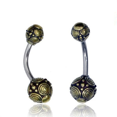 Bali Swirl Yellow Brass Belly Ring