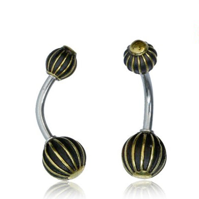 Striped Yellow Brass Belly Ring