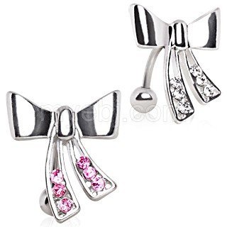 CZ Ribbon Reverse Belly Ring