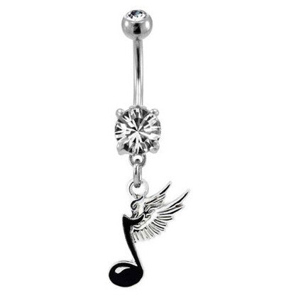 Winged Musical Note Belly Dangle