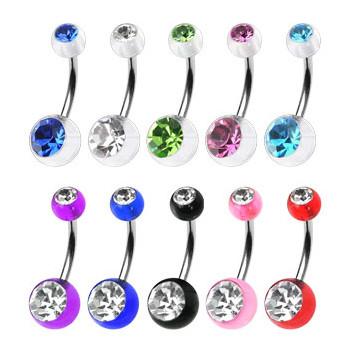 Acrylic CZ Belly Barbell