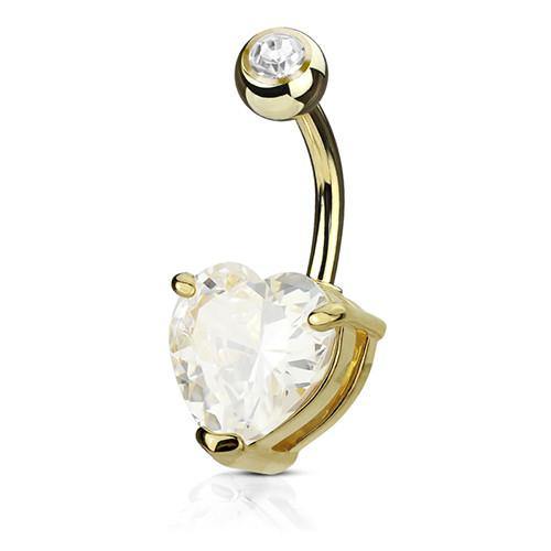 Heart CZ Belly Ring