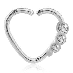 Triple CZ Heart Stainless Continuous Ring
