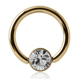 Zircon Gold Captive CZ Disc Bead Ring